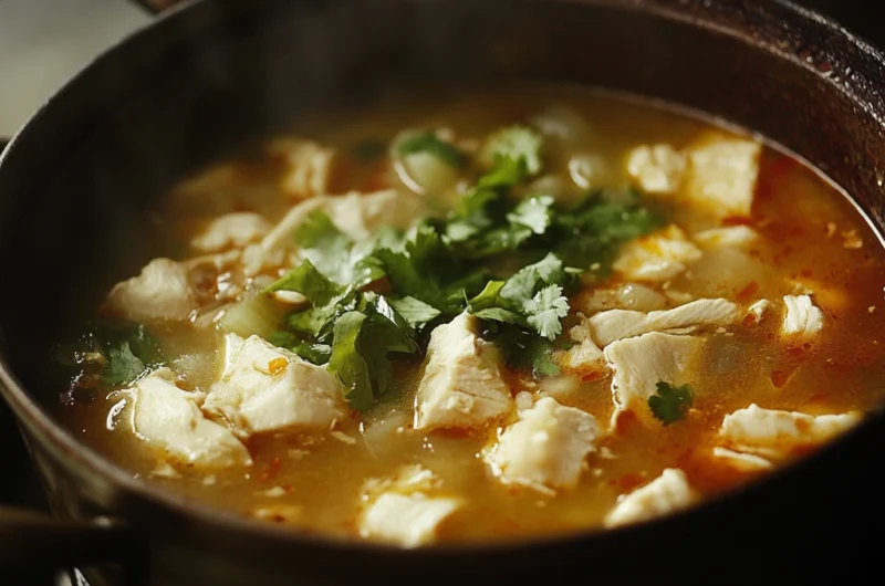 A Comforting Mexican Chicken Soup Recipe with Flavorful Spices and Fresh Ingredients