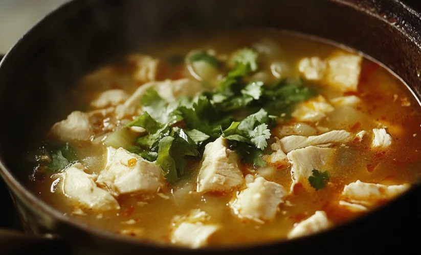 A Comforting Mexican Chicken Soup Recipe with Flavorful Spices and Fresh Ingredients